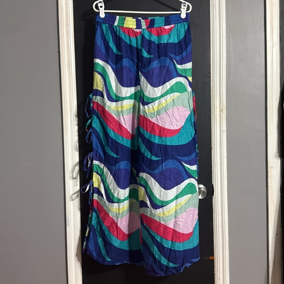VENUS Multicolored Tie Side Rayon Wide Leg Swim Pants Size: M Inseam: 29” - Picture 2 of 7